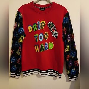 Switch Drip Too Hard Men's Velvet Sleeve‎ Sweatshirt Sz M